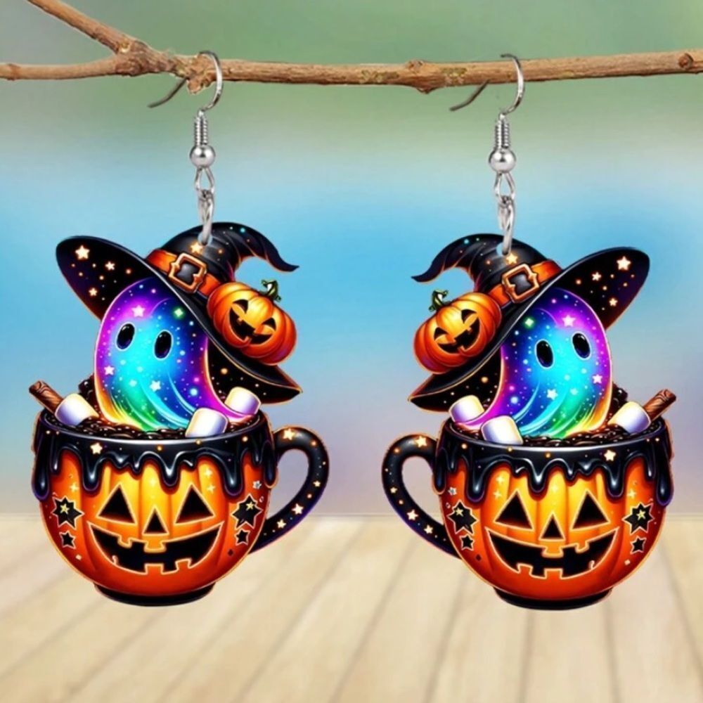 3for$20 1 Pair Gothic Pumpkin Cup Ghost Acrylic Earrings For Women Halloween